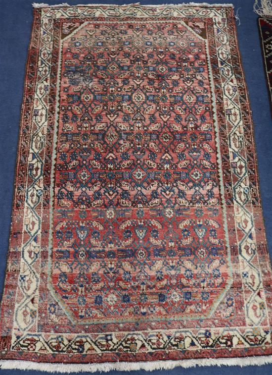 A Persian Hamadan pink ground rug, 6ft 4in. x 4ft
